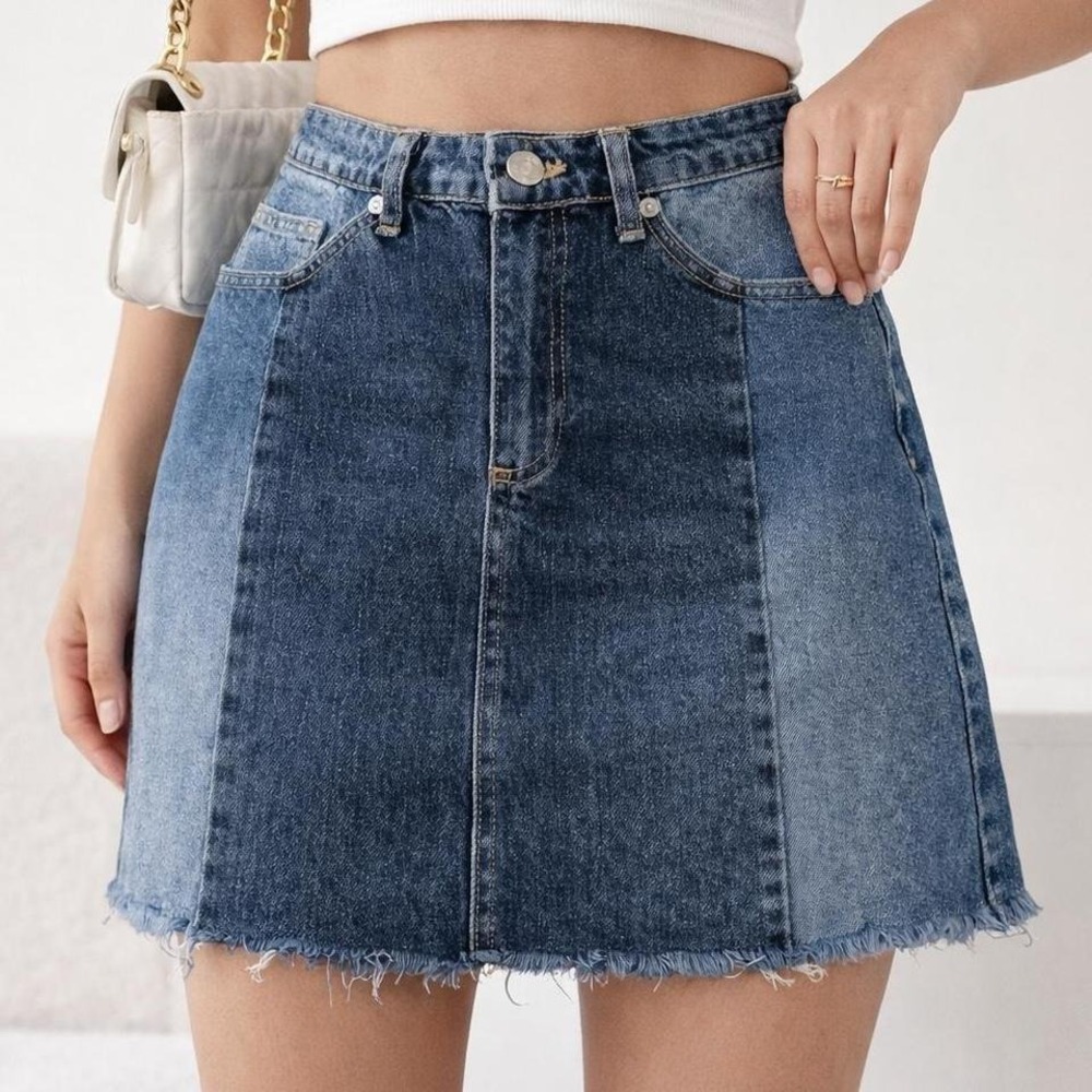 BDG Urban Outfitters Patchwork Denim Mini Skirt Small Raw Hem Y2K